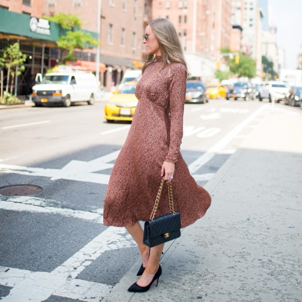 Free People Loveless Printed Animal Print Brown Dress Open Back Size 0